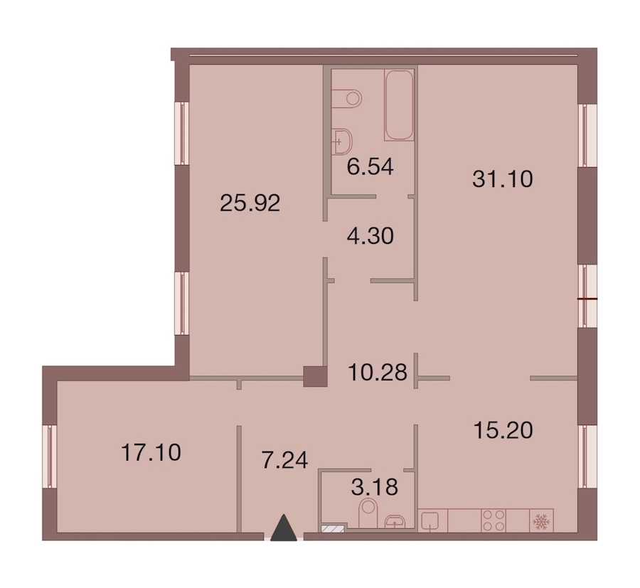 Трехкомнатная квартира в : площадь 120.86 м2 , этаж: 2 – купить в Санкт-Петербурге